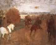 Edgar Degas Horses and Riders on a road oil painting reproduction